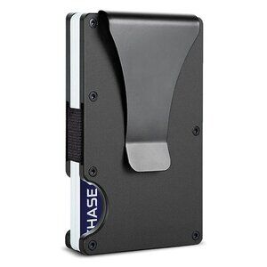 Men's Money Clip Minimalist Slim RFID Blocking Card Holder  Aluminum Black